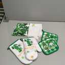 Bencailor 6 Pcs St. Patrick's Day Kitchen Towels Oven Mitts and Pot Holder Sets Green and Black Buffalo Plaid Dish Towels Shamrocks Oven Mitts Glove Potholders for Irish(Clover,Kiss Me)