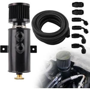 10AN Oil Catch Can,750ml Universal Baffled Catch Can and 10AN 5/8 Fuel Line Fitting Kit Nylon Braided CPE Fuel Line 10FT