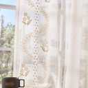 jinchan Linen Sheer Curtains for Living Room 96 Inch Length Sheer Voile Embroidered Spring Floral Curtains for Bedroom Light Filtering Rod Pocket Window Treatments Farmhouse Decor 2 Panels Beige (50"W x 96"L (Pack of 2), *Voile Beige)
