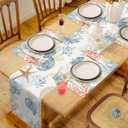 Bonhause Nautical Coastal Table Runner 13x90 Inch Ocean Themed Starfish Coral Conch Beach Kitchen Dinning Table Decoration for Indoor Outdoor Home Party Decor