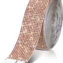 Zonon Self Adhesive Rhinestone Strips Diamond Bling Crystal Ribbon Sticker Wrap for Craft Jewel Tape Roll with 2 mm Rhinestones for DIY Car Phone Christmas Decoration (Champagne,1.06 Inch x 3 Yards)