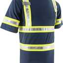 SMASYS Reflective Shirts - High Visibility Short Sleeve T Shirts ANSI with Pockets and Reflective Tape for Men,Women (Blue, S)