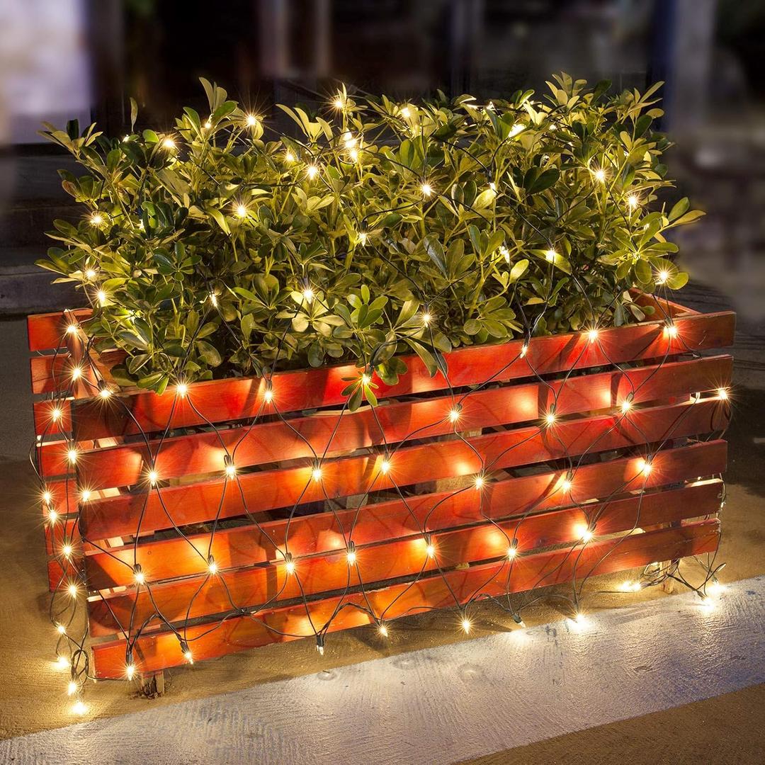 Lomotech Christmas Net Lights - 6ft x 4ft 150 Count Incandescent Mesh Lights, Connectable UL Certified Waterproof Bushes for Christmas, Trees, Shrubs, Garden Outdoor Decorations (Warm White)