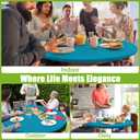 Smiry Round Spandex Tablecloth, Elastic Fitted Washable Tablecloths for 36"-44" Tables, Waterpoof Stretch Picnic Table Cover for Dining, Indoor and Outdoor, Turquoise