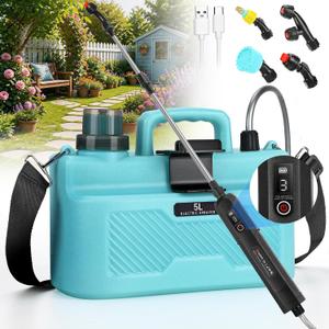 Battery Powered Sprayer 1.35 Gallon,Upgrade Electric Sprayer with Ergonomic Handle for Retractable Wand,Force Indicator,Adjustable Shoulder Strap for Garden,Weed Lawn and Cleaning.