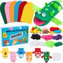 WATINC 6Pcs Hand Puppet Making Kit, Art Craft Felt Sock Puppet Toys, Creative DIY Make Your Own Pompoms Wiggle Googly Eyes Storytelling Role Play Party Supplies Gift for Girls Boys (Animals)