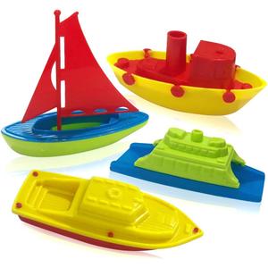 ArtCreativity Toy Boats for Water Play, (4 Pack), Pool Toys for Toddlers 3-5, Floating Toddler Pool Toys, Plastic Sailing Toy Boats for Bathtub, Summer Beach Toys, Cute Party Favors for Boys & Girls