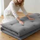 ZonLi Japanese Floor Mattress, 100% Cotton Cover Foldable Futon Mattress, Queen