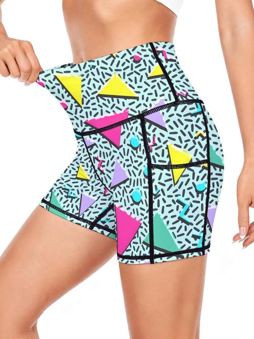 High Waisted Biker Shorts for Women Tummy Control Athletic Running Sports Workout Yoga Shorts with Pockets, Medium