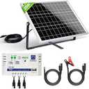 ECO-WORTHY 25 Watts 12V Off Grid Solar Battery Charger Kit: Waterproof Solar Panel + Adjustable Mount Bracket + SAE Connection Cable +10A Charge Controller for Car RV Marine Boat 12V Battery (One Cable Missing )