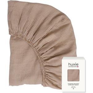 Huxie - Super Soft Muslin Fitted Baby Crib Sheets for Boys and Girls – Standard Size for 28'' x 52'' Crib Mattress - 100% Organic Cotton for Ultimate Comfort (Natural Stripe)