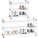 STORAGE MANIAC Expandable Shoe Rack, 12 Pairs Stackable Small Shoe Rack, Metal Adjustable Shoes Organizer for Closet, Entryway, Hallway, Garage, Front Door, Shoes Shelves, White 2Tier