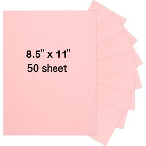 50 Sheets 8.5" x 11" Pink Cardstock, Heavyweight Cardstock Sheets Blank Invitation Paper Greeting Cards Printable, 75lb Cover 200 GSM