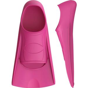 Gintenco Swim Fins, Kids Swim Training Fins for Lap Swimming, Travel Size Flippers with Mesh Bag, Silicone Swimming Fins for Kids Teens Adults Women Men (M(US Men 4-5.5/ US Women 5.5-7), PinkRose)