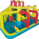 Inflatable Bounce House Water Slide for Party,12.5ft x 11.4ft,Long Slide, Basketball Hoop, Fun Central Obstacle, Throw Ball Game, Tunnels, Climbing, Water Cannon, Inflatable sandbags.