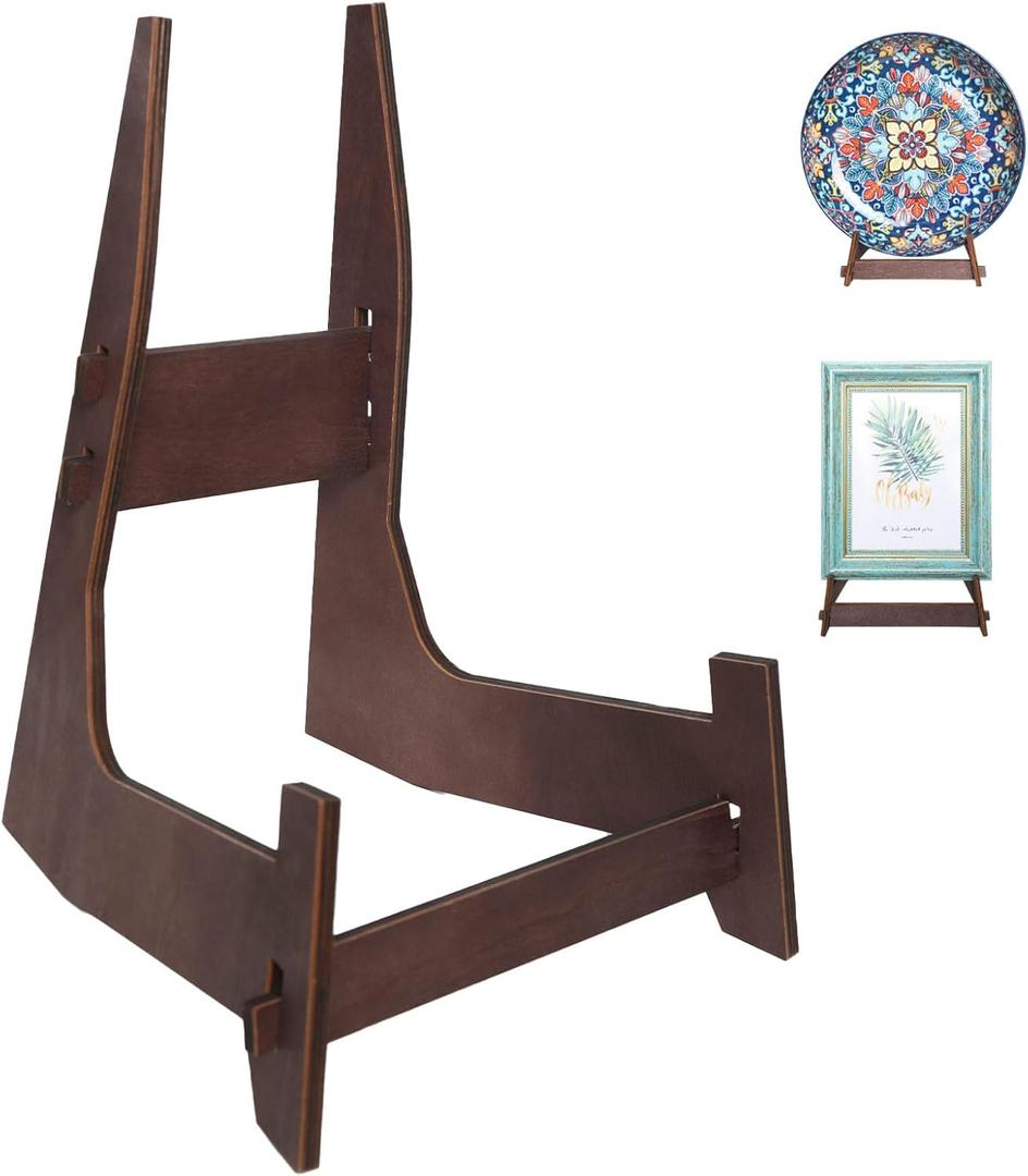 Plate Stands for Display,15.5 Inch Large wooden Plate Holder Display Stands,Frame holder stand for Book, Picture,plaque, Decorative Plate, Photo and Platter, Tabletop Art(1 Pack )