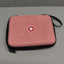 Klawdsky Hard Inhaler Spacer Case for Kids and Adults, Asthma Inhaler Case with Mesh Pocket for Medicine and Other Accessories, Pink (Bag Only)