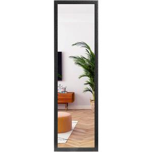 LFT HUIMEI2Y Door Mirror Full Length, Wall-Mounted Mirror Rectangle Tall with Engraving Frame for Bedroom, Living Room, Dressing Room, Black 50" x14"