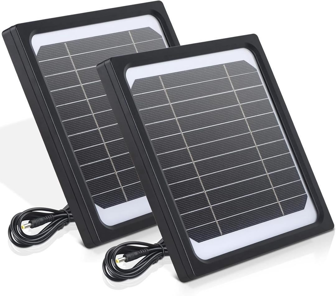 5W 12V Solar Panel for Trail Camera - Waterproof Solar Charger Kit with 5200mAh Battery, Compatible with Game Camera, Hunting & Wildlife Monitoring (2 Pack)