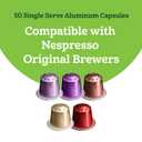 Amazon Fresh Intenso Dark, Medium & Forte Light Roast Aluminum Capsules, Variety Pack, Compatible with Nespresso Original Brewers, 50 Count (5 Packs of 10) (EXP 04/03/28)