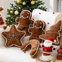 Beeveer 5 Pcs Brown Christmas Throw Pillows Gingerbread Christmas Tree Snowflake Peppermint Shaped Pillows Stuffed Decoration for Home Xmas Winter Holiday Bed Sofa Couch Party