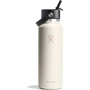 Hydro Flask Water Bottle - Insulated Stainless Steel - Wide Straw Lid, Non Spill, Leakproof in 40 Oz Ivory