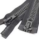 MebuZip #10 59 Inch Two Way Separating Jacket Zipper Heavy Duty Plastic Zipper Black Large Resin Zippers for Sewing Coat Jackets Clothes Parka (59" 150cm)