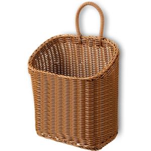 WLLHYF Woven Hanging Wicker Basket for Front Door Water Hyacinth Handwoven Wall Basket Mounted Storage Organizer for Flowers, Small Plants, Mail, Farmhouse Home Garden Decor