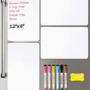 4 PACK Magnetic Dry Erase Board Sheet for Fridge, 12"x8" Erasable Refrigerator WhiteBoard w/ 6 Markers & 1 Eraser- Smooth and Flexible Small Magnet Blank Notepad for Home Kitchen Organizer and Planner