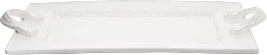 American Atelier Bianca Dash Rectangle Platter with Handles, White, Large