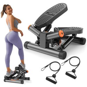 Niceday Steppers for Exercise, Stair Stepper with Resistance Bands, Twist Stepper with 300LBS Loading Capacity, Hydraulic Fitness Stepper with LCD Monitor