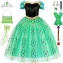 IBQ Girls Dress Set for Kids Princess Costume Cosplay Cute Dress Up Birthday Outfits Gift Theme Party (140/(7-8 Years))