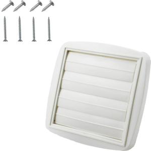 Amonk Adjustable Dryer Vent Cover Outside 4'' to 5'' to 6'' Plastic Louvered Outdoor Dryer Vent Covers for Wall Airflow Vent Dryer Cover with 8 Screws, White