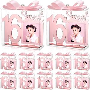 Geelin 12 Set Mis Quince 15 Party Favors for Guests 16th Acrylic Photo Frame Kit Rose Gold Sweet Sixteen Happy Birthday Party Decorations for Guests Girls Gifts Birthday Supplies