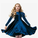 Girls Velvet Dress Ruffled Long Sleeve Casual Spring Fall Dress Princess Christmas Party Dress Winter Outfits Size 7/8
