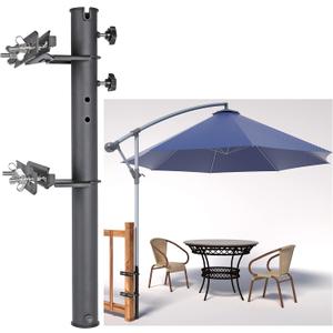 Patio Table/Offset Umbrella Railing Holder, Stainless Steel Outdoor Umbrella Mount/Bracket for Deck Railing, Adjustable Base Width (Tube ID: 2.05")