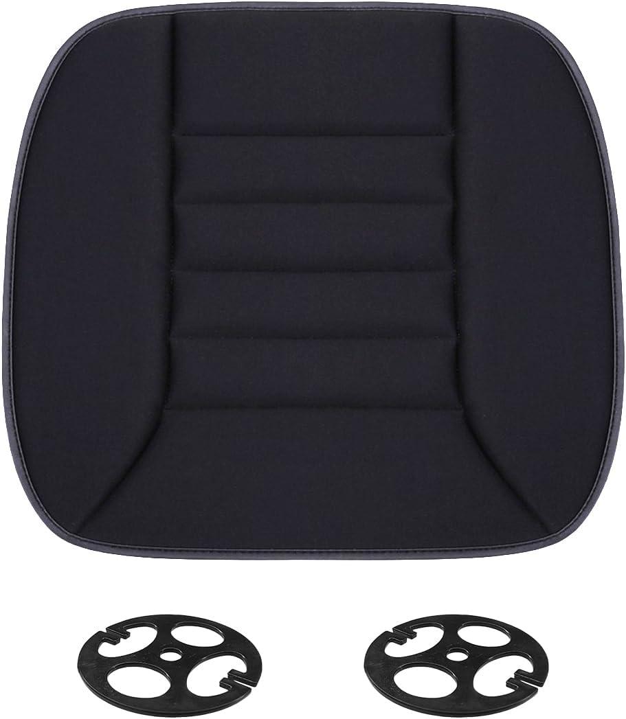 Car Seat Cushion Pad, Memory Foam Automotive Butt Cushion with Non-Slip Silicone Bottom, Breathable Driver Seat Protector for Vehicle, Home and Office Chairs (Black)