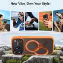 For iPhone 17 Pro Case: 360 Spin Magnetic Stand, Camera Protection (Compatible with MagSafe) [18FT Military Protection] Shockproof Matte Translucent Phone Cover for iPhone 17 Pro 6.3", Orange