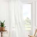 ATLINIA 100% Linen Sheer Curtains White Panels - 2 Panels Window Natural Linen Sheer for Bedroom Living Room Farmhouse Light Curtains Filtering Door Shades Privacy Rustic Boho Door Drape 84 inch