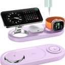 Upgraded 3 in 1 Wireless Charging Station for Apple Devices, Faster Mag-Safe Charger Stand, Magnetic Charger Station for iPhone 17/16/15/14/13/12 Series & AirPods Pro & Apple Watch Series (Purple)