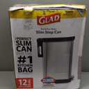 Glad Slim Trash Can with Clorox Odor Protection - Narrow Kitchen Garbage Bin with Soft Close Lid, Step On Foot Pedal and Waste Bag Roll Holder, Stainless Steel, 45 Liter