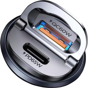 Upgraded 125W Car Charger USB C Super Fast Charging, [PD65W & QC60W][All Metal] MRGLAS Cigarette Lighter Car Charger, RV Car Electronics Accessories for iPhone 17 Pro Max iPad Samsung S25 Pixel 10