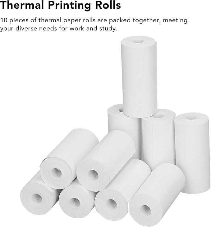 10PCS Thermal Paper, White Printable Thermosensitive Thick Paper Thermal Printer Paper Rolls for Small Printer
