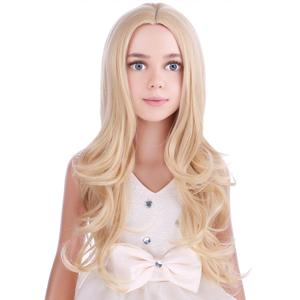 Kids Child Golden Blonde Wig Long Wavy Blonde Wigs for Girls Synthetic Cosplay Costume Party Wigs