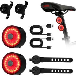 Bike Tail Light 2 Pack, Ultra Bright Bicycle Rear Light for Night Riding & Daytime Safety, 60LM USB-C Rechargeable LED Bike Tail Light with 5 Modes,10H Runtime - Waterproof Tail Light for Road Biking