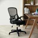 Flash Furniture Porter High Back Black Mesh Ergonomic Swivel Office Chair with Black Frame and Flip-up Arms, Set of 1