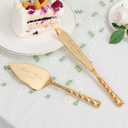 Wedding Cake Knife and Server Set, Personalized Gold Cake Cutting Set for Wedding, Engraved Classic Cake Knives Cutter Set, Pie Server, Birthday Bridal Quinceaera Gift (CUS-Bow)