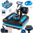 Pro Heat Press 15x15 Inch, 5 in 1 Heat Press Machine with 30 OZ Tumbler Press, Swing Away T Shirt Pressing Machine, Combo Tumbler Heat Press Machine Sublimation for T-Shirt Hat Cap Mug Plate