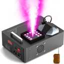 1500W Fog Machine with Lights 24 RGB LED Stage Smoke Machine Vertical Halloween Smoke Machine DMX/Wireless/Manual Control 2.5 Liters with 20000 CFM for Wedding Christmas Party Outdoor Indoor (black)