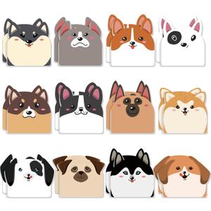 Yinder 24 Pads Cute Sticky Notes Kawaii Fun Animal Sticky Notes Pads Bulk Cartoon Memo Self Adhesive for Veterinary Gift Office School Tab Party Supplies(Dogs)